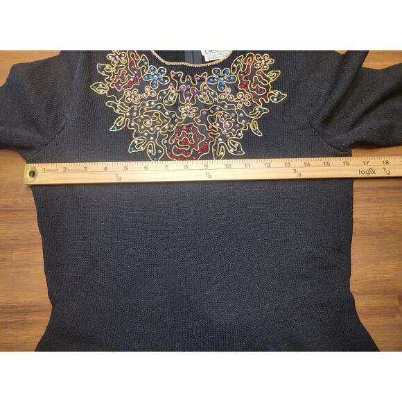 VTG Don Sayres Santana Knit Dress Size 4P (Wool‑Blend, Rhinestone Details) USA - Picture 11 of 14
